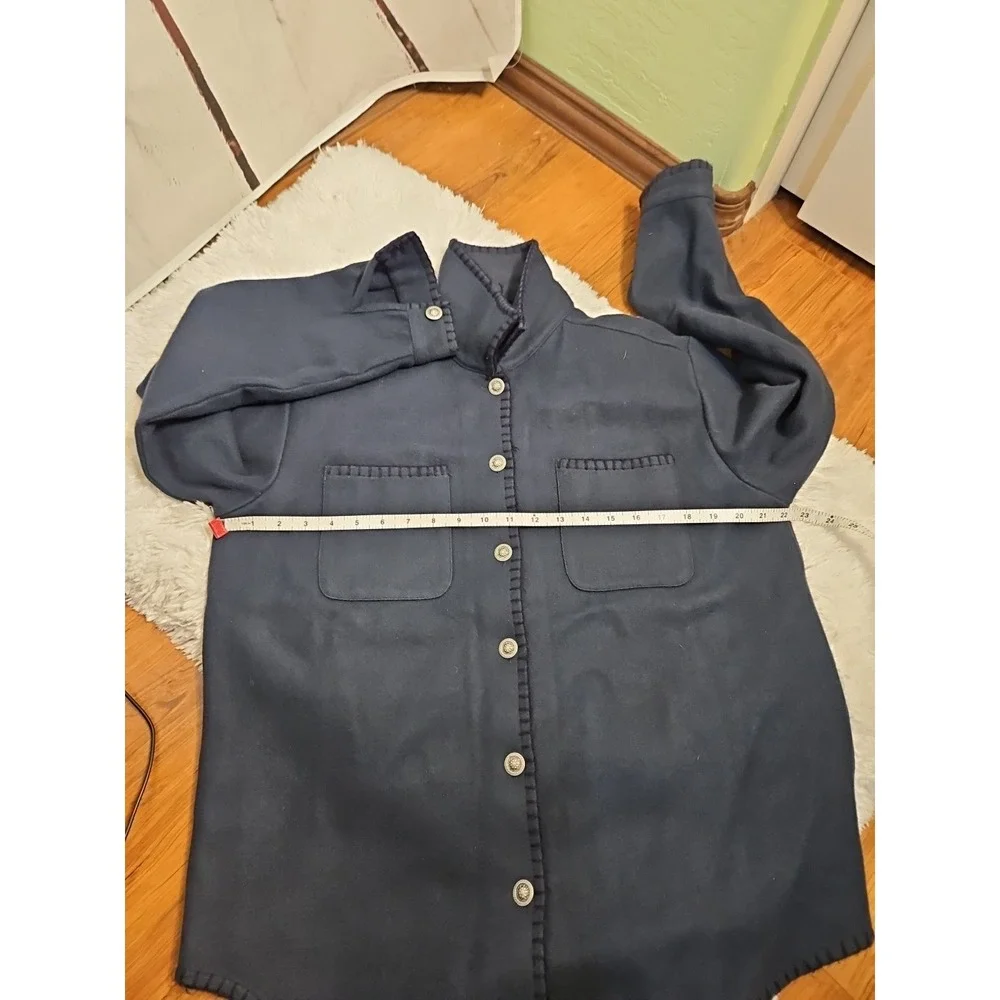 St Johns Bay Mens Large Navy Wool Blend‎ Button Up Shirt Jacket
